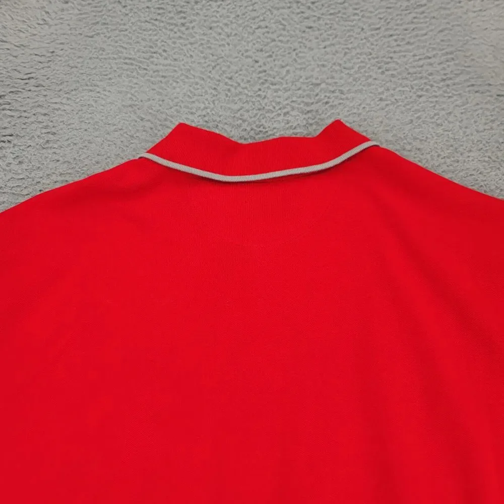 Nike Men's Large Red Polo Shirt Ohio State Logo Gray Trim Swoosh Embroidered‎